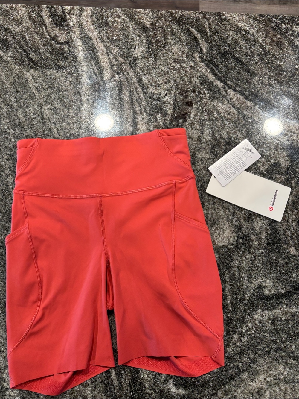 lululemon athletica Coral-Red High-Rise Pocket Bike Shorts